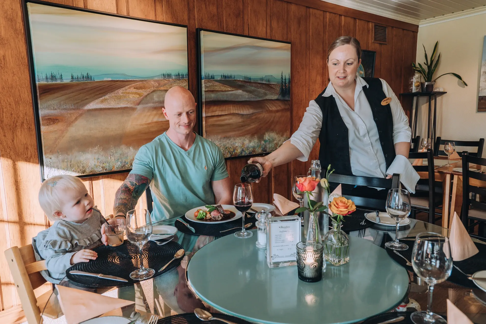 Guests enjoying a dinner in the restaurant